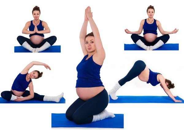 Collage of exercises for pregnant women — Stock Photo, Image