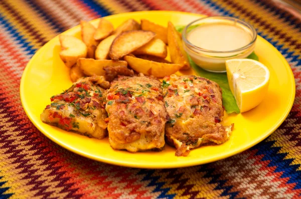 The fish batter with sauce — Stock Photo, Image