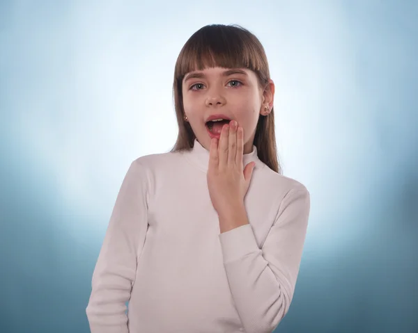 The expressive portrait of the young girl isolated — Stock Photo, Image