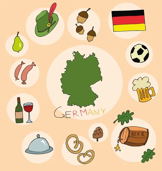 L'insieme del profilo nazionale dello stato dei cartoni animati Germania del mondo isolato — Vettoriale Stock