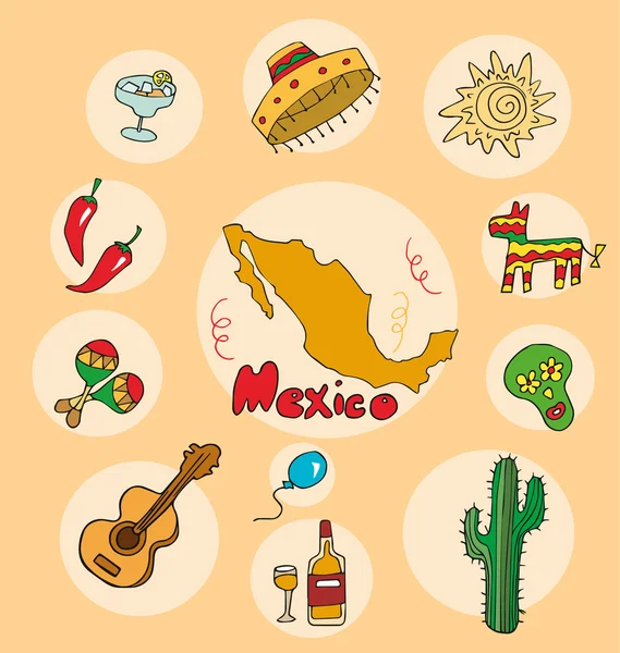 El conjunto de perfil nacional de los mapas geográficos del México — Vector de stock
