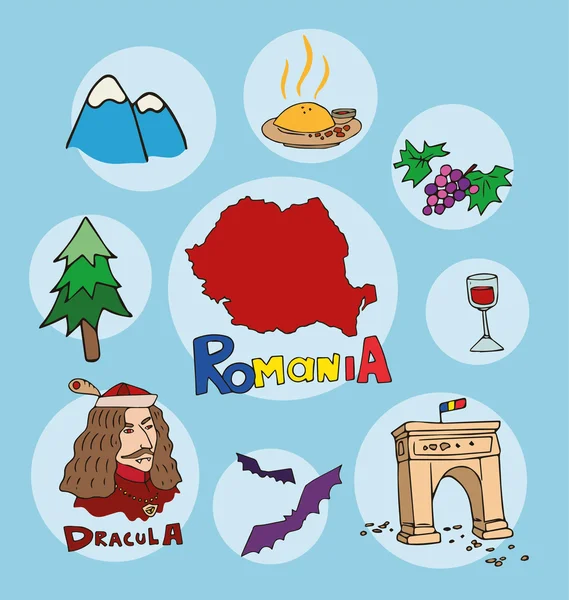 De set van nationale Profiel van de geografische kaarten van de Roemenië — Stockvector