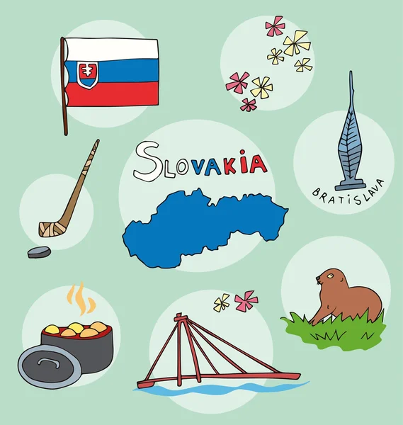 スロベニア、スロバキアの地理的な地図の国民のプロファイルのセット — ストックベクタ