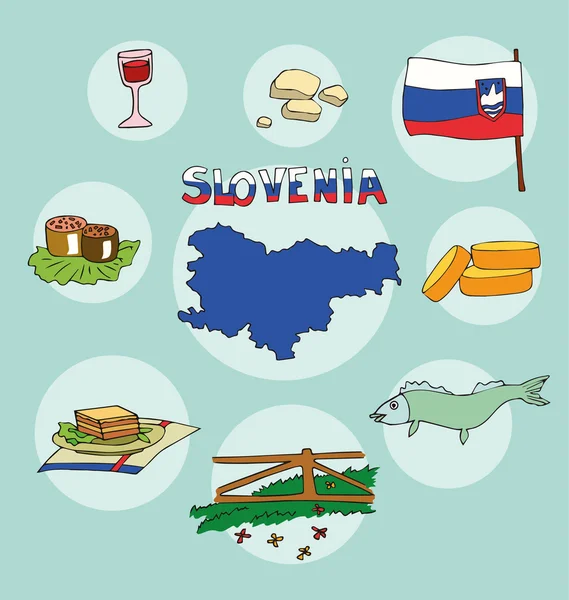 Uppsättningen nationella profil av geografiska kartor över Slovenien, Slovakien — Stock vektor