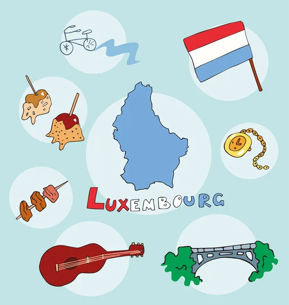 L'ensemble du profil national des cartes géographiques du Luxembourg — Image vectorielle