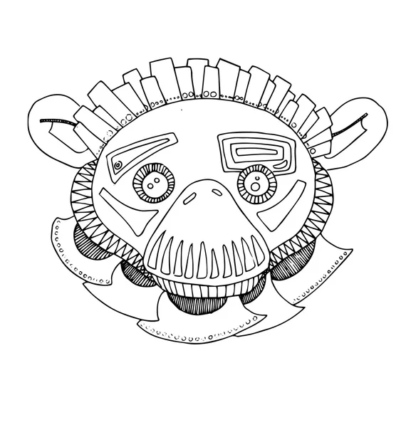 The monkey doodle hand drawing outline cartoon isolated — Stok Vektör