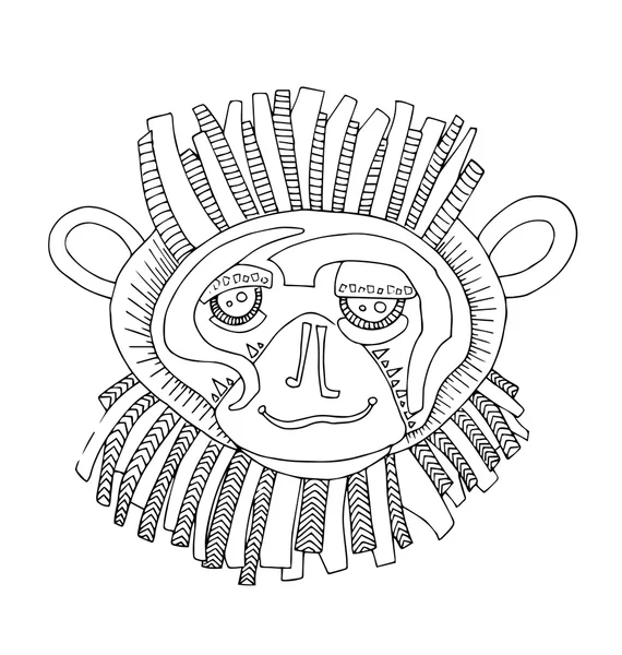 The monkey doodle hand drawing outline cartoon isolated — Stok Vektör