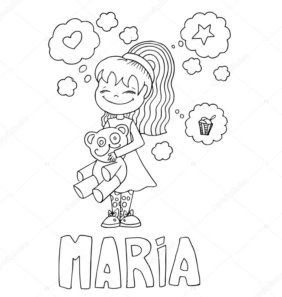 The simple outline drawing for coloring with the image of children