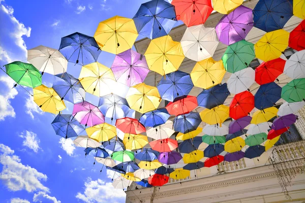 Δρόμου διακόσμηση ομπρέλες Εικόνα Αρχείου