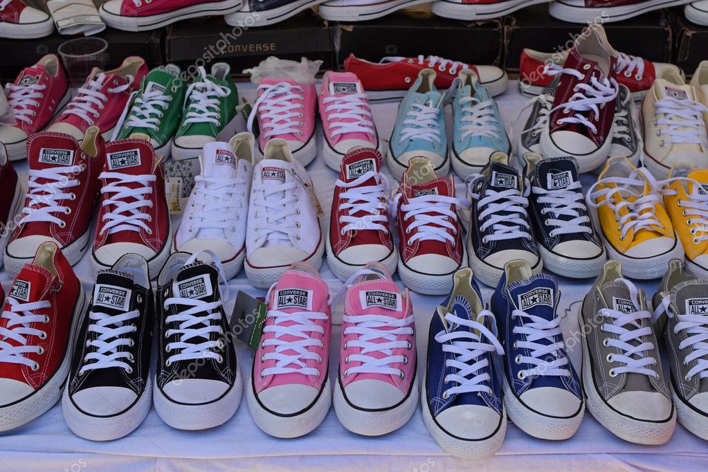 ATHENS, GREECE - AUGUST 15, 2016: Converse all star casual shoes colorful sports sneakers for sale.