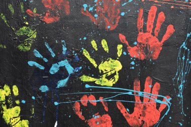 messy handprints dripping paint clipart