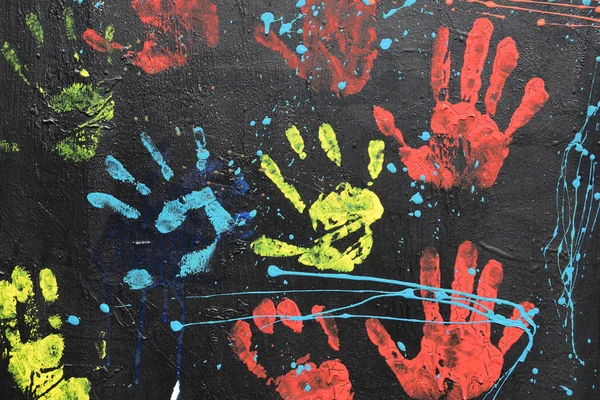 Rendetlen handprints csepegő festék — Stock Fotó