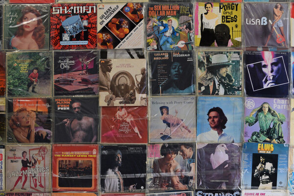 wall with vinyl records