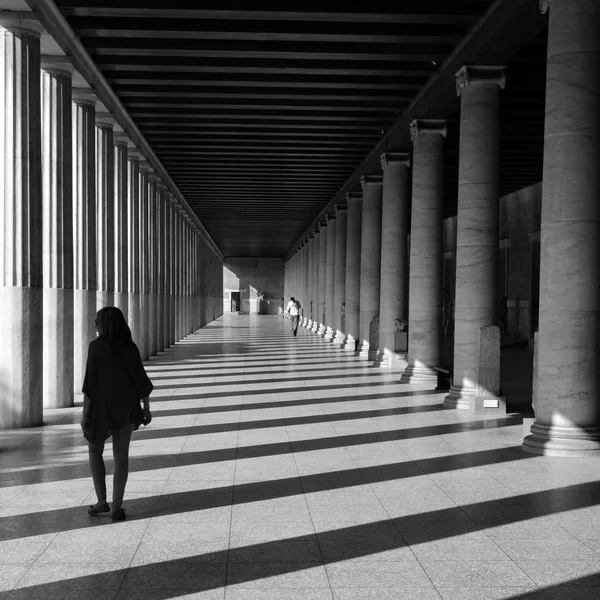 people marble columns