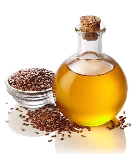 Bottle of linseed oil — Stock Photo, Image