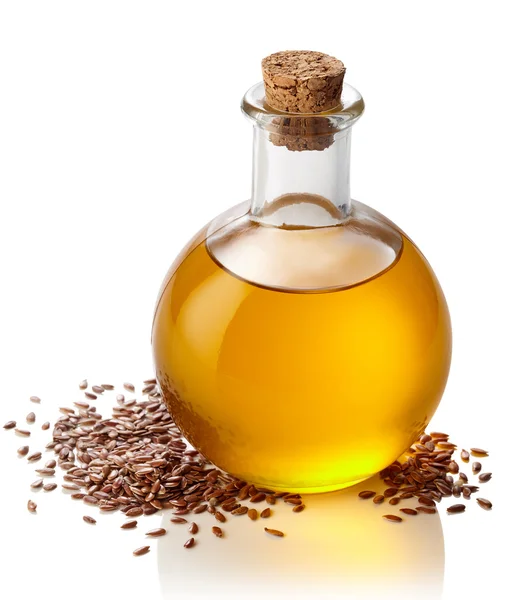 Bottle of linseed oil — Stock Photo, Image