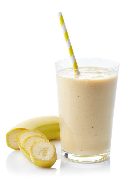 Glass of banana smoothie