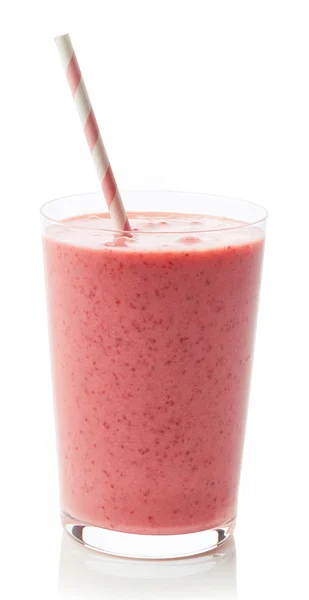 Glass of strawberry milkshake Royalty Free Stock Images