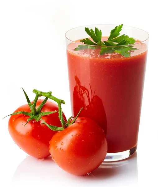 Vidro de suco de tomate fresco — Fotografia de Stock