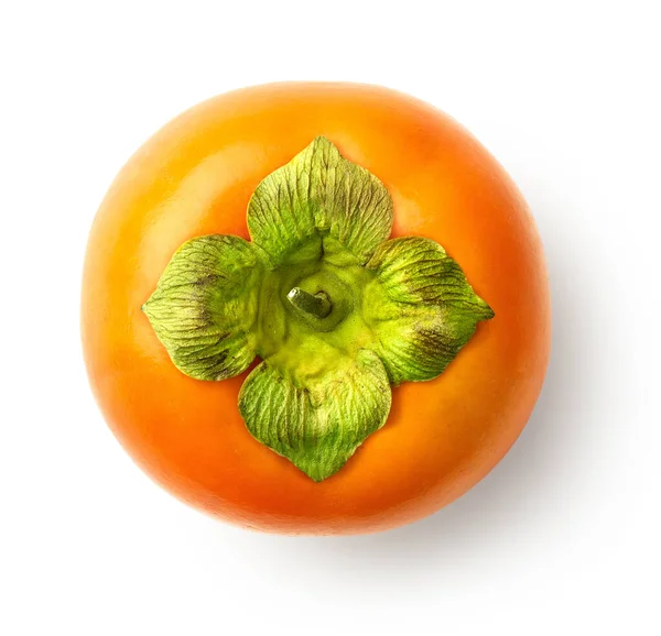 Verse Rijpe Persimmon Fruit Geïsoleerd Witte Achtergrond Bovenaanzicht — Stockfoto