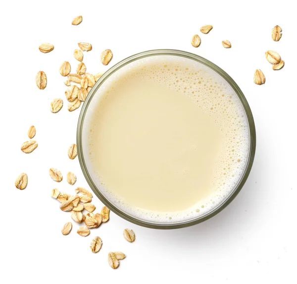 Стакан Веганского Овсяного Молока Белом Фоне Вид Сверху Молочные Продукты — стоковое фото