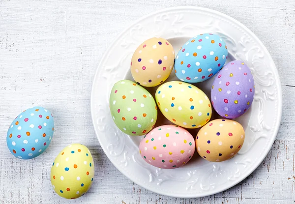 Plate of Easter eggs — Stock Photo, Image