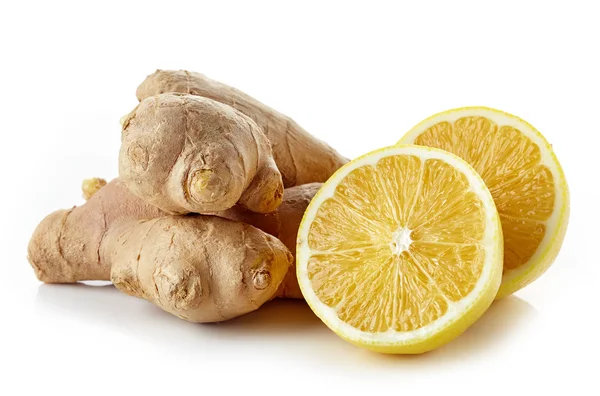 Fresh ginger root and lemon — Stock Photo, Image