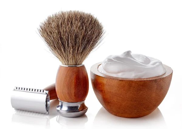 Wooden shaving accessories — Stock Photo, Image