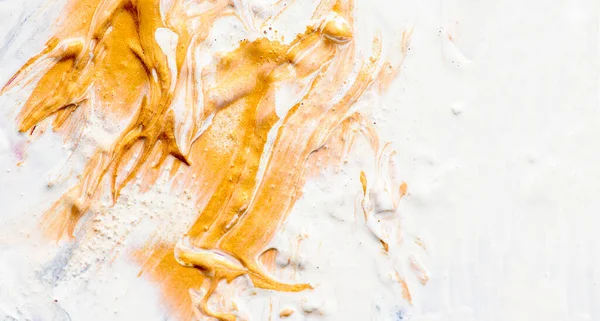 Goldene Und Weiße Ölfarbe Auf Leinwand Fine Art Gold Acrylfarbe — Stockfoto