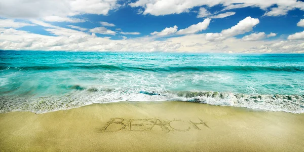 Paradise Summer Holiday Tropical Island Resort Sandy Beach Palm Tree — Stock Photo, Image