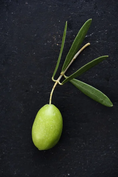 Olive on black  background — Stock Photo, Image