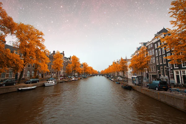 Amsterdam outono noite — Fotografia de Stock