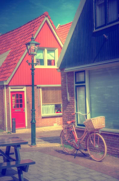 Vintage Dutch town of Volendam European evening.