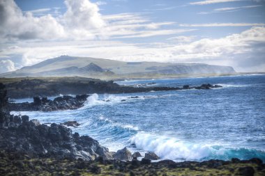 Easter Island rocky coast.  clipart