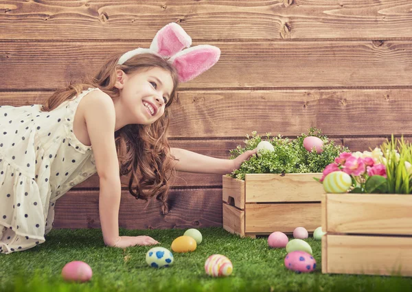 Girl wearing bunny ears — Stock Photo, Image