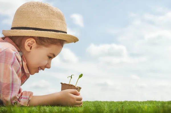 Fun little gardener — Stock Photo, Image