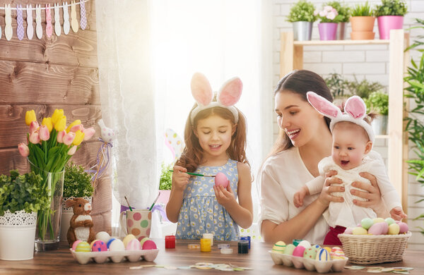 family preparing for Easter