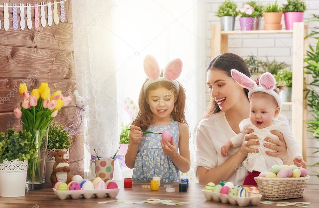 family preparing for Easter