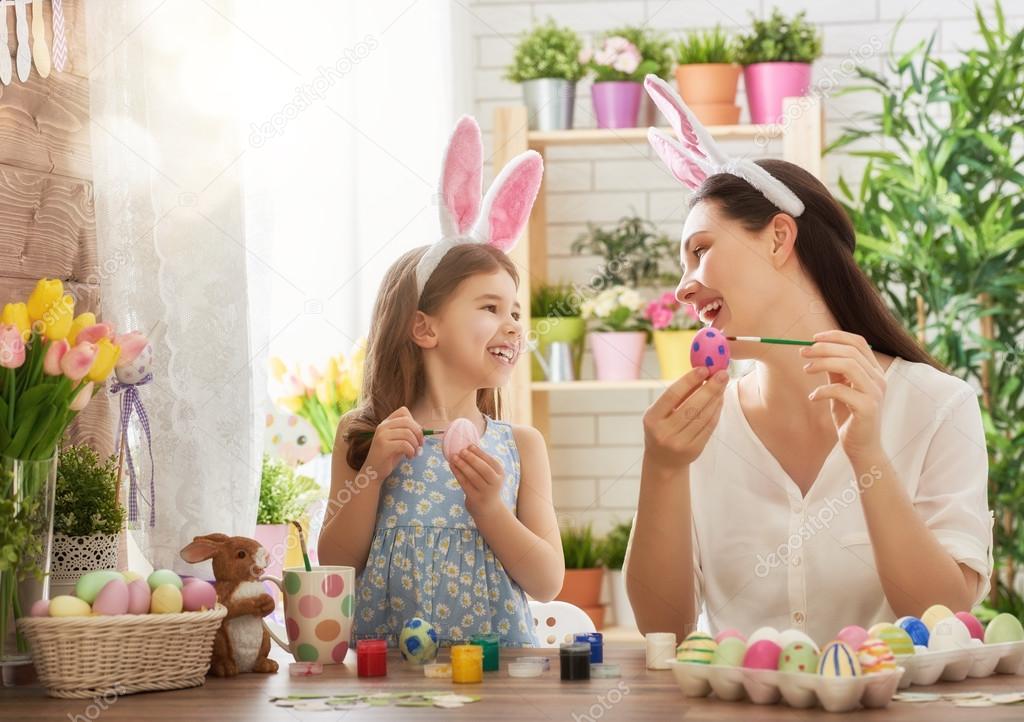 family preparing for Easter