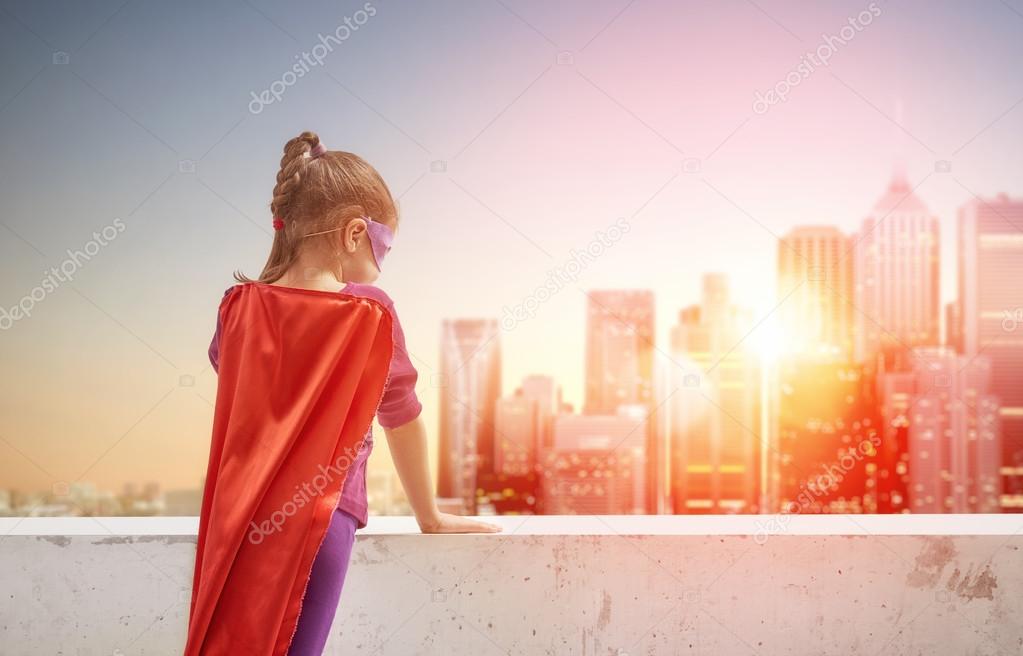 girl plays superhero