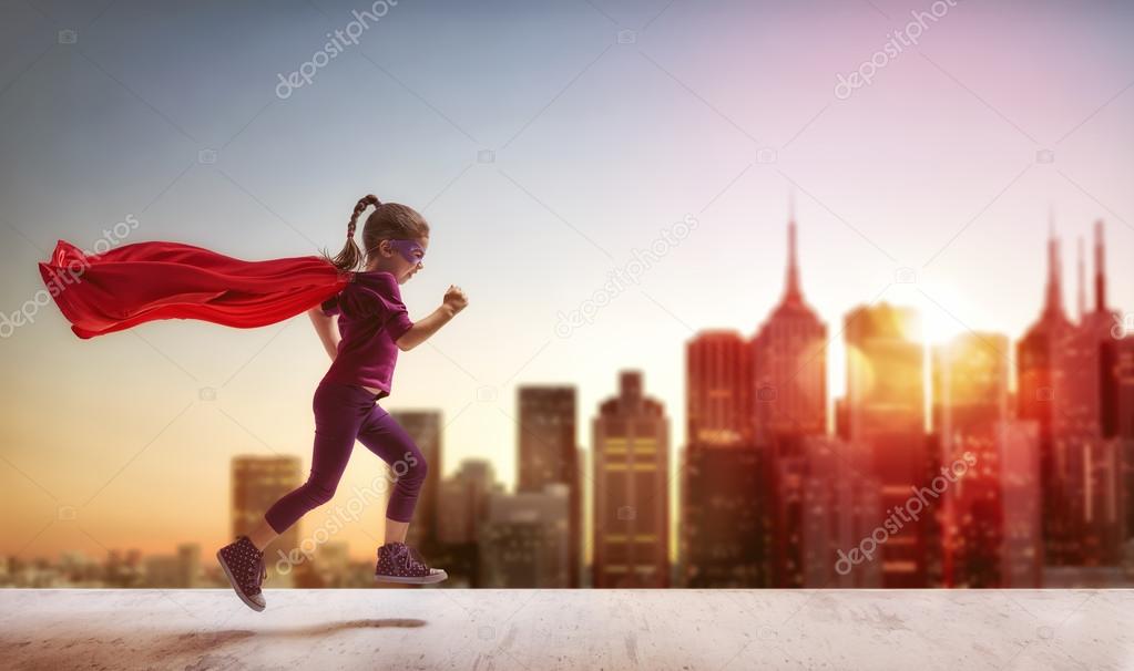 girl plays superhero