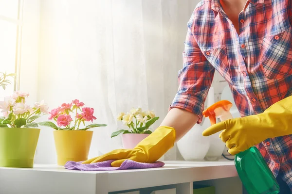 Mujer hace limpieza — Foto de Stock