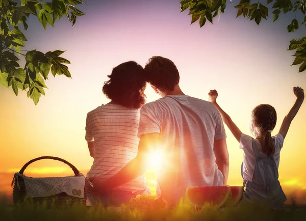 Família fazendo piqueniques juntos — Fotografia de Stock