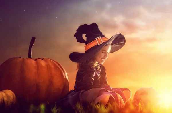 Little witch outdoors — Stock Photo, Image