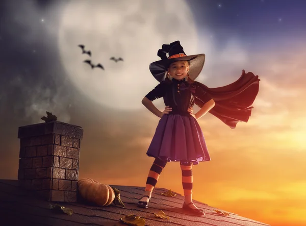 Little witch outdoors — Stock Photo, Image