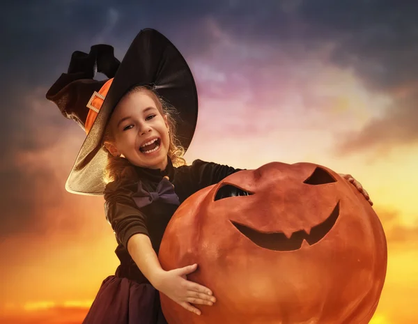 Little witch outdoors — Stock Photo, Image