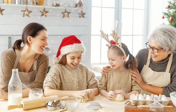 Feliz Navidad Felices Fiestas Preparación Familiar Comida Vacaciones Abuela Madre — Foto de Stock