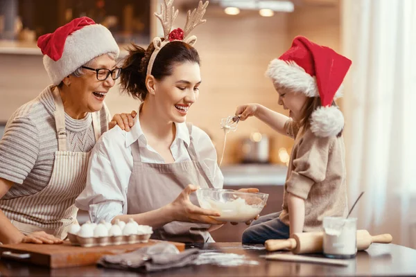 Feliz Navidad Felices Fiestas Preparación Familiar Comida Vacaciones Abuela Madre — Foto de Stock