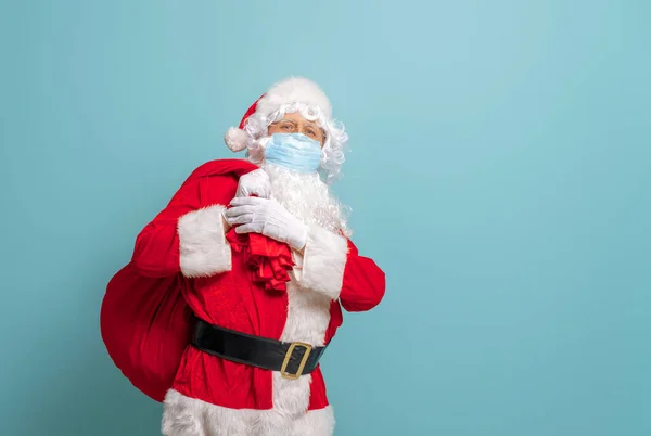 Buon Natale Buone Feste Babbo Natale Maschera Sfondo Colore Brillante — Foto Stock