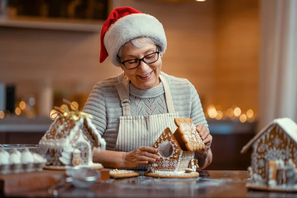 Frohe Weihnachten Und Frohe Feiertage Familienzubereitung Urlaub Essen Frau Kocht — Stockfoto